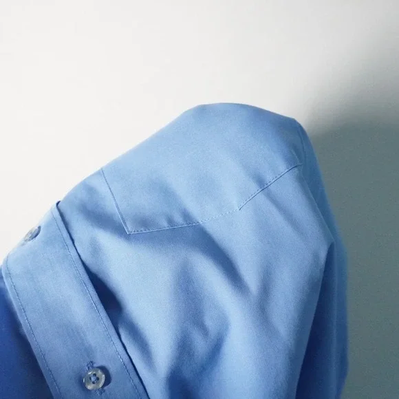 Foxcroft Wrinkle Free Short Sleeve Top Blue Cotton Blend Women's Size 12 - Picture 7 of 7